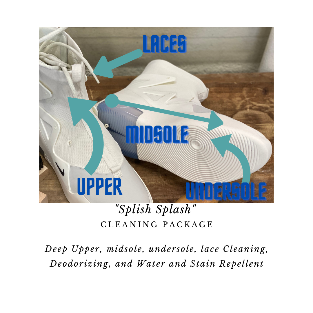 “Sneakers will be Bathed” Premium Upper, Mid-sole, & Under-Sole Lace Cleaning Water and Stain Repellent Deodorizing