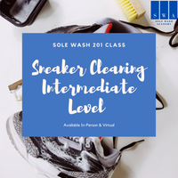 The Sole Wash 201 cleaning workshop includes 30-45 min hour of classroom on how to clean angry stains in upper, mid-sole and under-soles.
